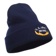 US Army Retired Emblem Embroidered Cuff Beanie