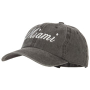 Miami City Embroidered Washed Buckle Cap