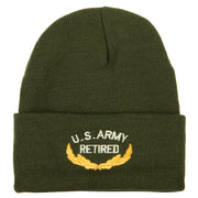 US Army Retired Emblem Embroidered Cuff Beanie