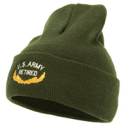 US Army Retired Emblem Embroidered Cuff Beanie