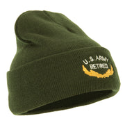 US Army Retired Emblem Embroidered Cuff Beanie