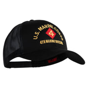 U.S. Marine Corps 4th Marine Division Embroidered Solid Cotton Twill Mesh Prostyle Cap - Black OSFM