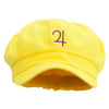 Jupiter Embroidered Cotton Elastic Newsboy Cap - Yellow OSFM