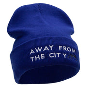 Away From The City Embroidered 12 Inch Long Knitted Beanie