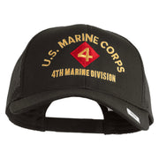 U.S. Marine Corps 4th Marine Division Embroidered Solid Cotton Twill Mesh Prostyle Cap - Charcoal OSFM
