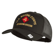 U.S. Marine Corps 4th Marine Division Embroidered Solid Cotton Twill Mesh Prostyle Cap - Charcoal OSFM