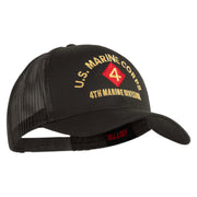 U.S. Marine Corps 4th Marine Division Embroidered Solid Cotton Twill Mesh Prostyle Cap - Charcoal OSFM