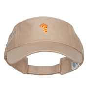 Mini Pizza Embroidered Cotton Washed Visor