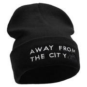 Away From The City Embroidered 12 Inch Long Knitted Beanie