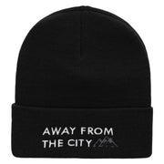 Away From The City Embroidered 12 Inch Long Knitted Beanie