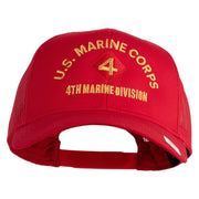U.S. Marine Corps 4th Marine Division Embroidered Solid Cotton Twill Mesh Prostyle Cap - Red OSFM