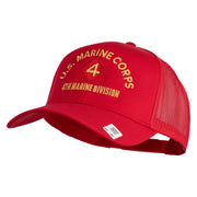 U.S. Marine Corps 4th Marine Division Embroidered Solid Cotton Twill Mesh Prostyle Cap - Red OSFM
