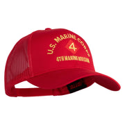 U.S. Marine Corps 4th Marine Division Embroidered Solid Cotton Twill Mesh Prostyle Cap - Red OSFM