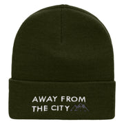 Away From The City Embroidered 12 Inch Long Knitted Beanie