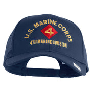 U.S. Marine Corps 4th Marine Division Embroidered Solid Cotton Twill Mesh Prostyle Cap - Navy OSFM