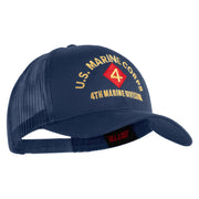 U.S. Marine Corps 4th Marine Division Embroidered Solid Cotton Twill Mesh Prostyle Cap - Navy OSFM