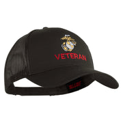 Marine Veteran Embroidered Solid Cotton Twill Mesh Prostyle Cap - Charcoal OSFM