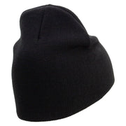 Mars Embroidered 8 Inch Short Beanie - Black OSFM