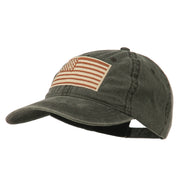 Tan American Flag Embroidered Washed Cap