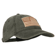 Tan American Flag Embroidered Washed Cap