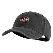 Black Orange Clownfish Embroidered Unstructured Pigment Dyed Cotton Cap - Black OSFM