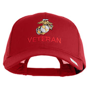 Marine Veteran Embroidered Solid Cotton Twill Mesh Prostyle Cap - Red OSFM