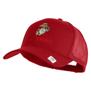 Marine Veteran Embroidered Solid Cotton Twill Mesh Prostyle Cap - Red OSFM