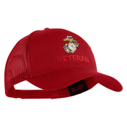 Marine Veteran Embroidered Solid Cotton Twill Mesh Prostyle Cap - Red OSFM