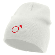 Mars Embroidered 8 Inch Short Beanie - White OSFM