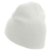 Mars Embroidered 8 Inch Short Beanie - White OSFM