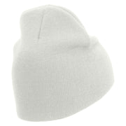 Mars Embroidered 8 Inch Short Beanie - White OSFM