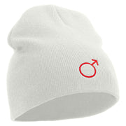 Mars Embroidered 8 Inch Short Beanie - White OSFM