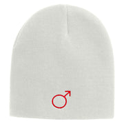 Mars Embroidered 8 Inch Short Beanie - White OSFM