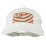 Tan American Flag Embroidered Washed Cap