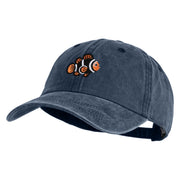 Black Orange Clownfish Embroidered Unstructured Pigment Dyed Cotton Cap - Navy OSFM