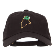 Maine Pine Cone with Map Embroidered Unstructured Washed Cap