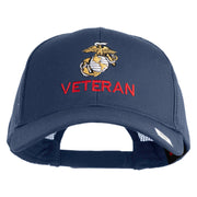 Marine Veteran Embroidered Solid Cotton Twill Mesh Prostyle Cap - Navy OSFM