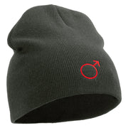 Mars Embroidered 8 Inch Short Beanie - Dk-Grey OSFM