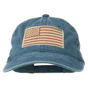 Tan American Flag Embroidered Washed Cap