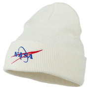 NASA Logo Embroidered Long Knit Beanie