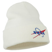 NASA Logo Embroidered Long Knit Beanie