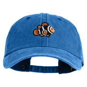 Black Orange Clownfish Embroidered Unstructured Pigment Dyed Cotton Cap - Royal OSFM