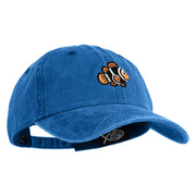 Black Orange Clownfish Embroidered Unstructured Pigment Dyed Cotton Cap - Royal OSFM
