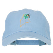 Maine Pine Cone with Map Embroidered Unstructured Washed Cap