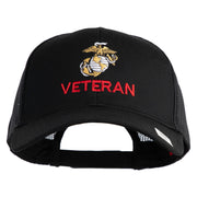 Marine Veteran Embroidered Solid Cotton Twill Mesh Prostyle Cap - Black OSFM