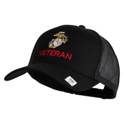Marine Veteran Embroidered Solid Cotton Twill Mesh Prostyle Cap - Black OSFM