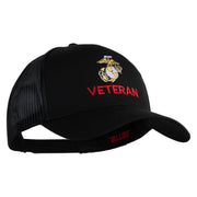 Marine Veteran Embroidered Solid Cotton Twill Mesh Prostyle Cap - Black OSFM