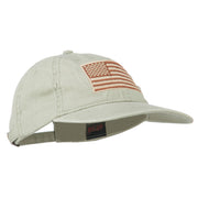 Tan American Flag Embroidered Washed Cap