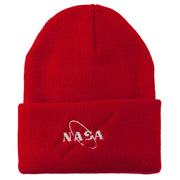 NASA Logo Embroidered Long Knit Beanie