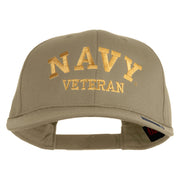 Navy Veteran Letters Embroidered Solid Cotton Twill Pro Style Cap - Khaki OSFM